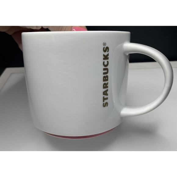 Starbucks 2012 Coffee Cup Mug 16 oz White, Red Trim Bottom Gold Logo. New No Box - Picture 7 of 7